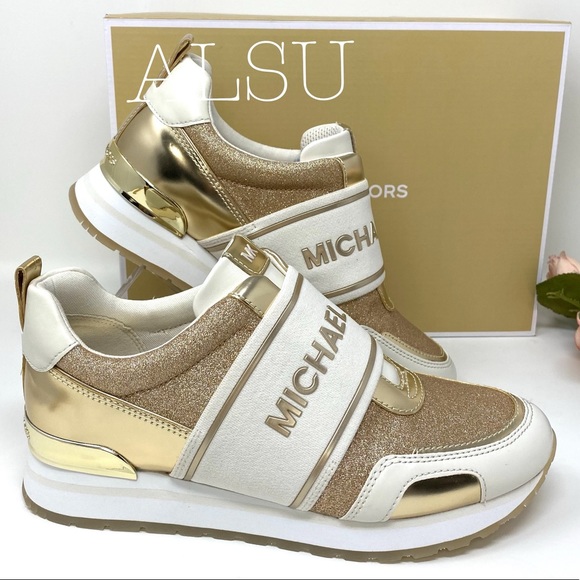 Michael Kors Teddi Trainer Slip On Glitter Gold - Picture 6 of 8